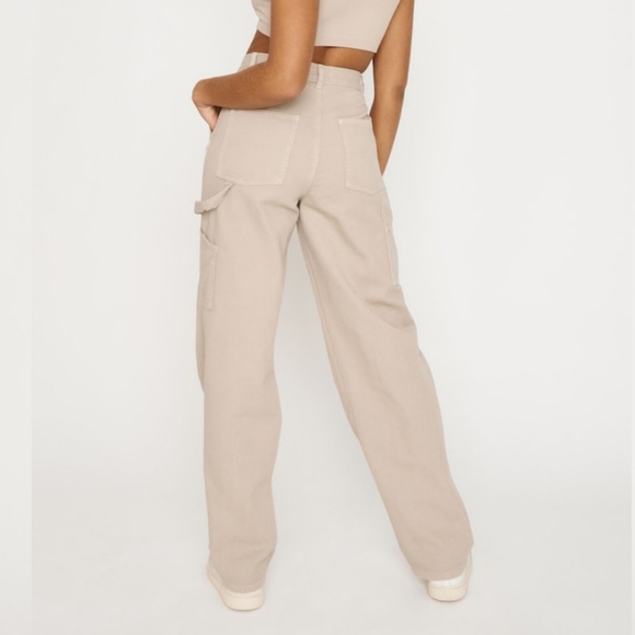 Garage Denim - Sz 1 (Sz 25) 100% Cotton Beige High Rise Straight Leg Carpenter Pants Jeans